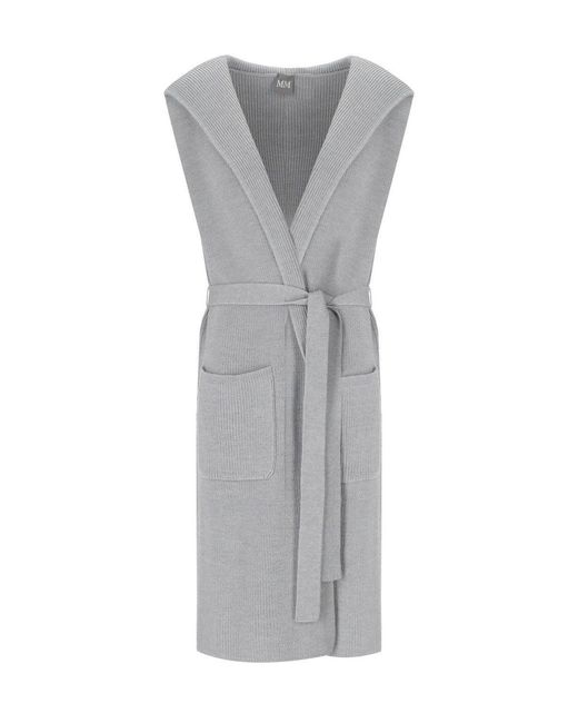Max Mara Gray Badesse Long Sleeveless Cardigan
