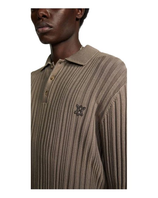 Daily Paper Gray Rashiem Brown Long Sleeve Poloshirt for men