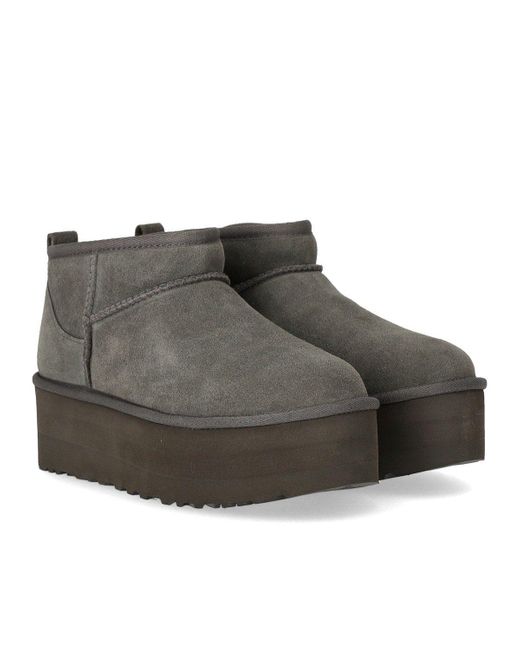 Ugg Gray Classic Ultra Mini Platform Grauer Stiefel