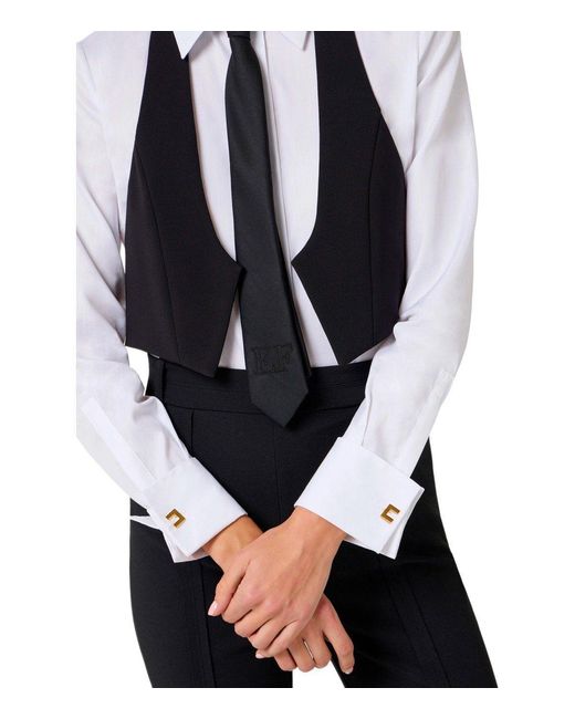 Elisabetta Franchi Black Shirt With Vest And Tie