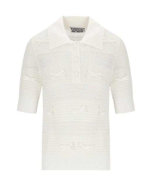 Essentiel Antwerp White Jarts Knitted Poloshirt