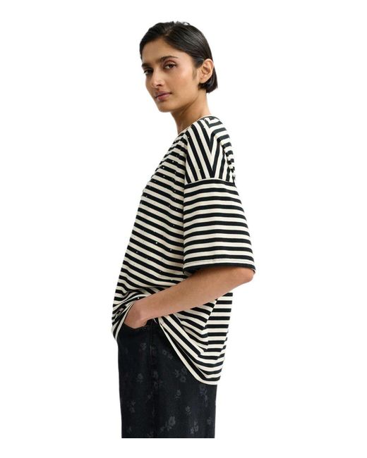Essentiel Antwerp Black Joste Striped T Shirt