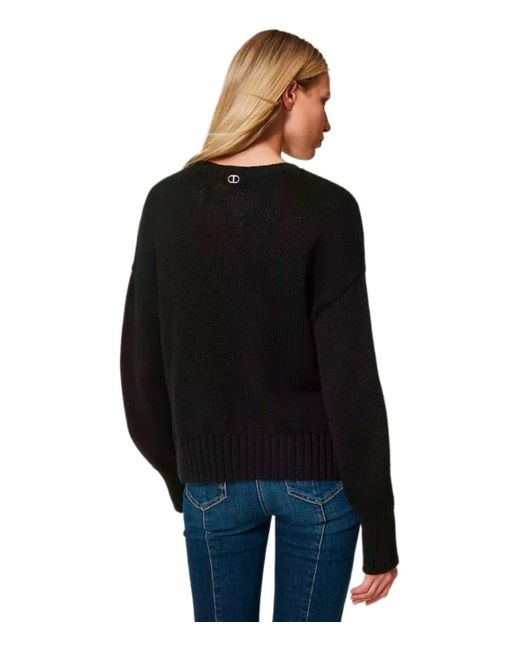 Maglione Girocollo Con Ricamo di Twinset in Black