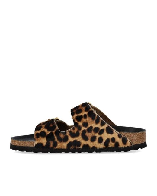 Birkenstock Brown Arizona Fur Hex Leopard Natural Sandal