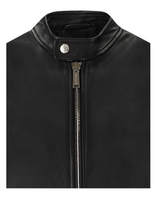 DSquared² Black Leather Biker Jacket for men