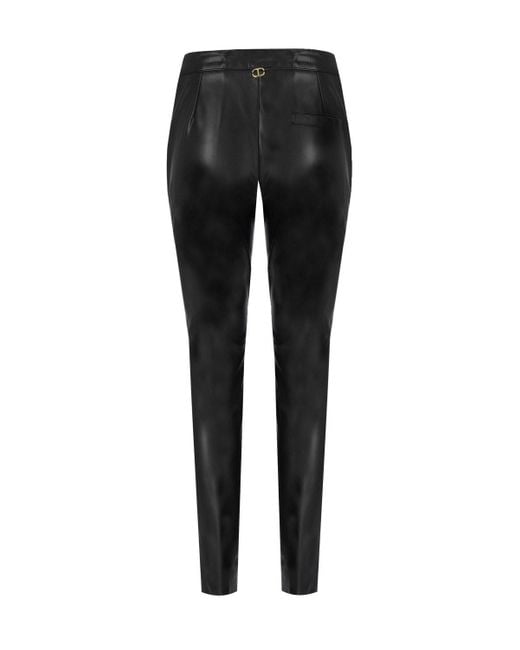 Twin Set Black Faux Leather Trousers