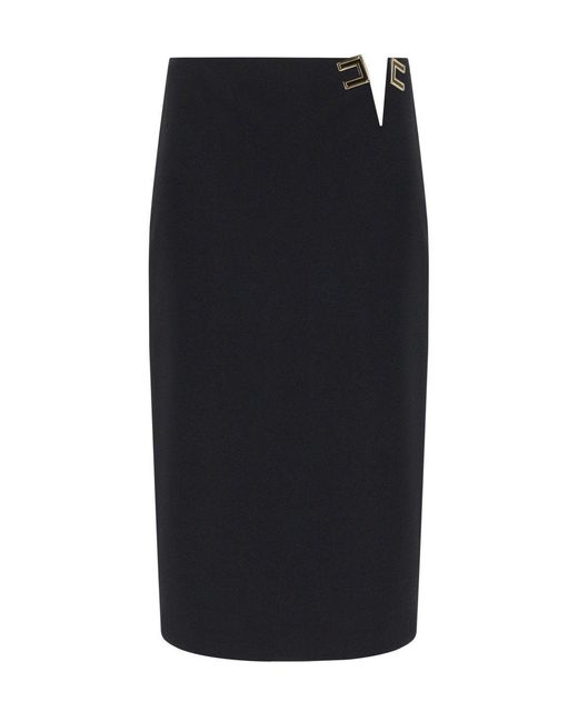 Elisabetta Franchi Black Midi Skirt With Logo