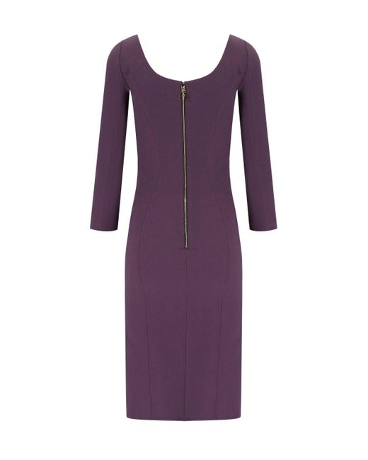 Elisabetta Franchi Purple Midi Sheath Dress
