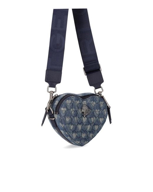 Kurt Geiger Blue Kensington Heart Denim Crossbody Bag