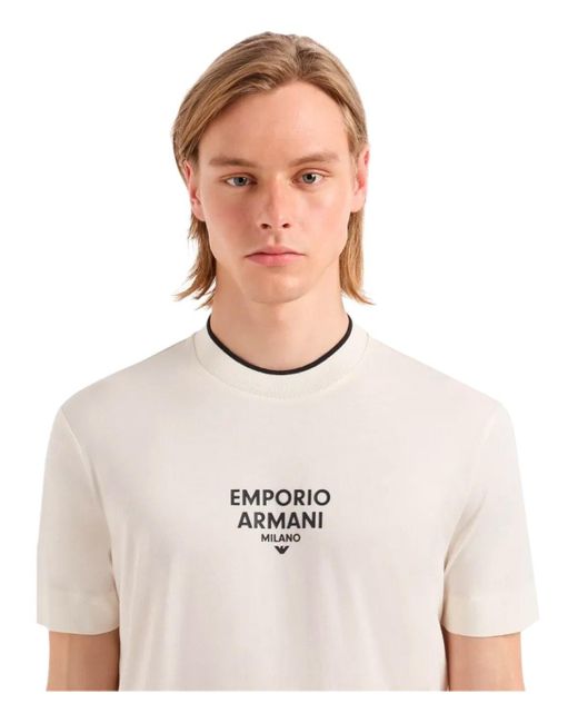 Emporio Armani White Ea Milano Vanilla T-Shirt for men