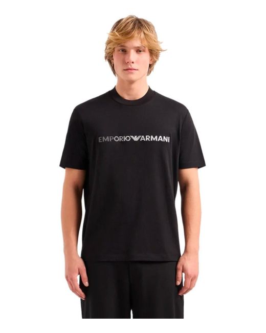 T-shirt con logo nera di Emporio Armani in Black da Uomo
