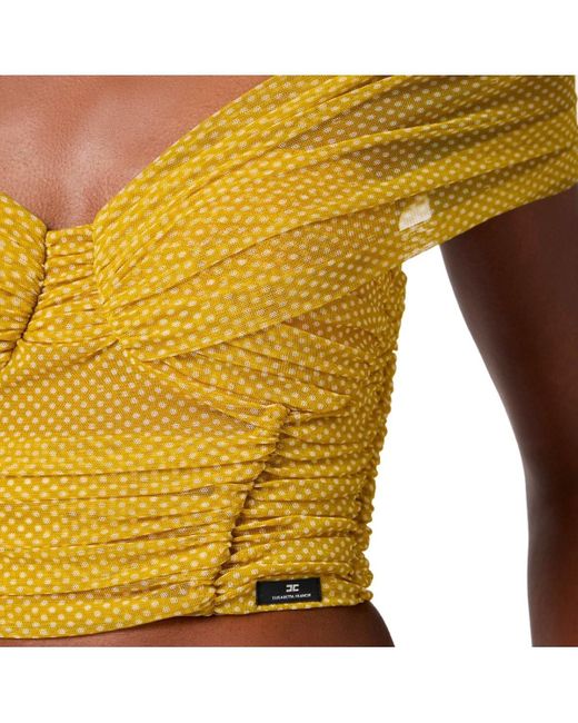 Elisabetta Franchi Yellow Curry butter crop top