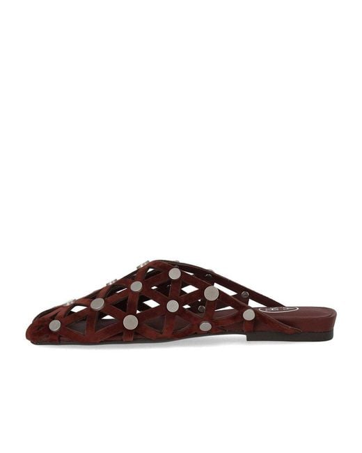 Ash Brown Bone Burgundy Flat Mule