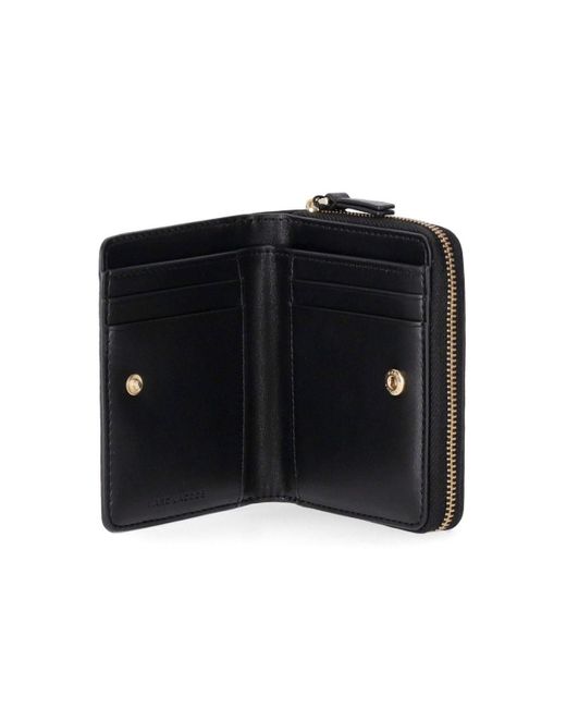 Marc Jacobs The Leather Mini Compact Portemonnee in het Black