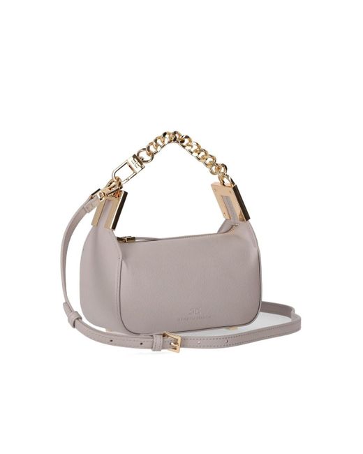 Elisabetta Franchi Gray Pearl Mini Bag With Chain