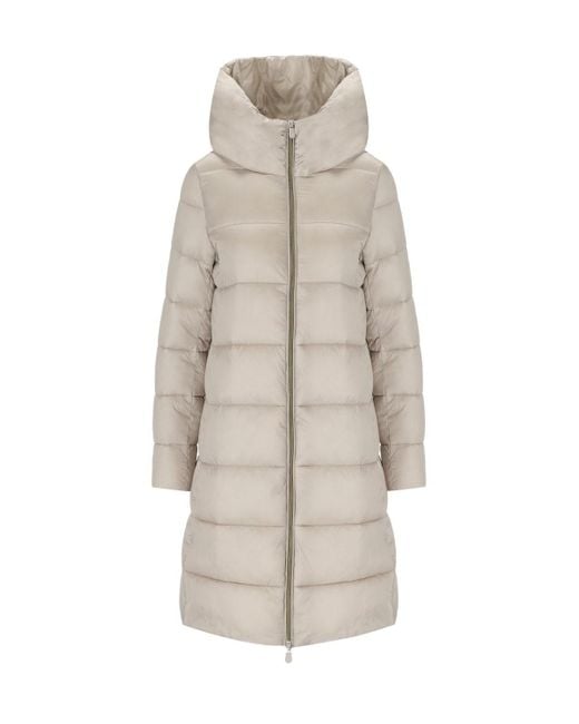 Save The Duck Natural Lysa Champagne Long Hooded Padded Jacket