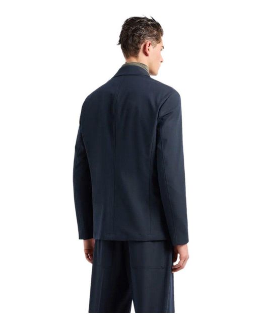 Emporio Armani Blue Single-Breasted Jacket for men