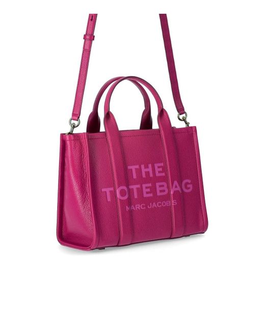 Marc Jacobs The Leather Medium Tote Lipstick Pink Handtas