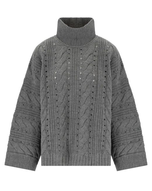 Twinset Gray Turtleneck Maxi Pull