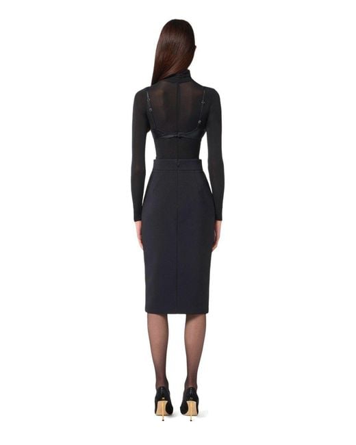 Elisabetta Franchi Black Zipped Midi Skirt