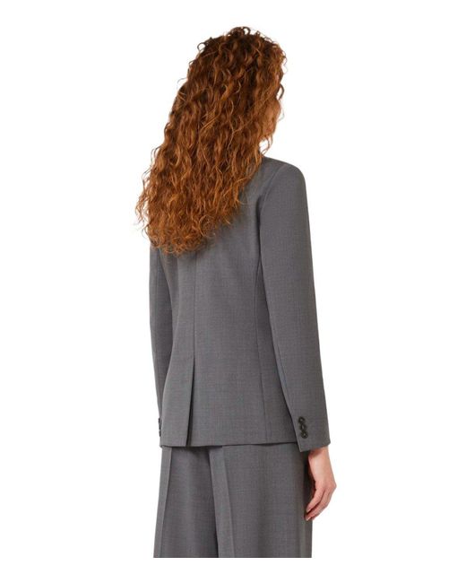 Weekend by Maxmara Gray Ornati Double-Breasted Blazer
