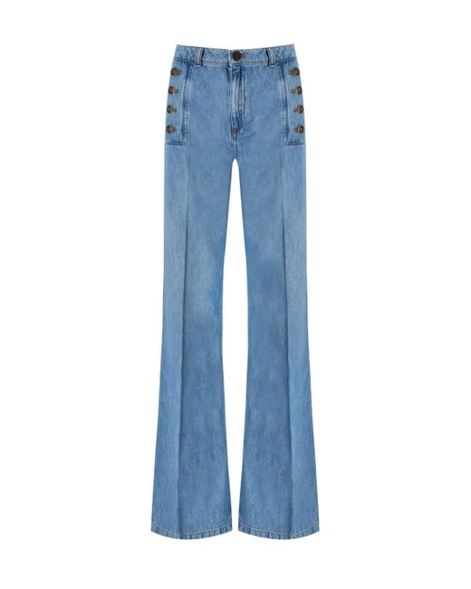 Twin Set E Flared Jeans Met Knopen in het Blue