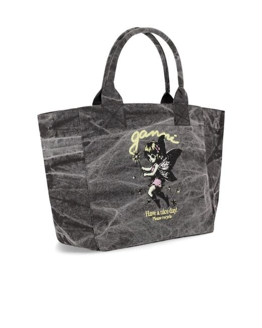 Ganni Black Shopping Bag