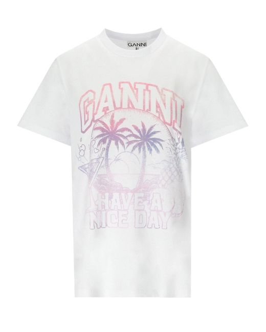 Ganni Cocktail T-shirt in het White
