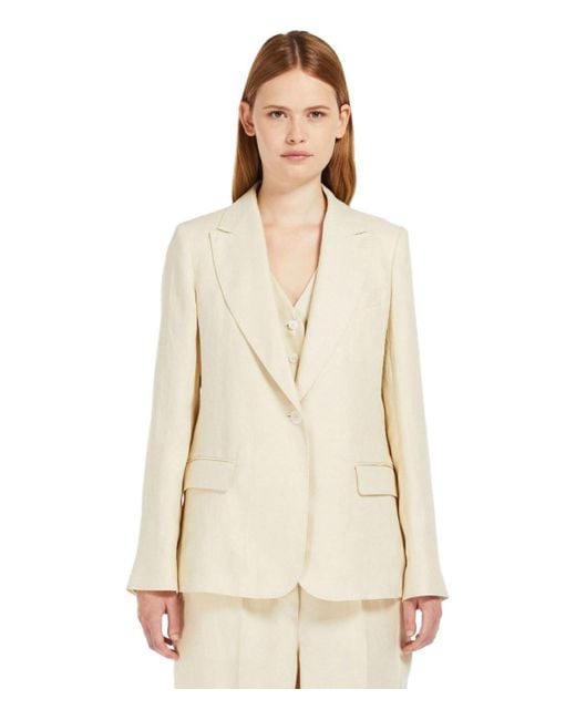 Weekend by Maxmara Natural Nalut Sand Single-Breasted Blazer
