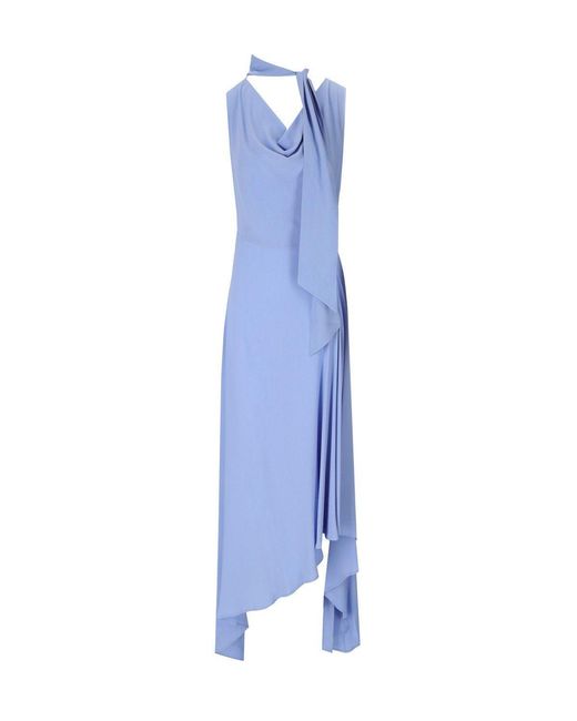 FEDERICA TOSI Blue Long Dress With Foulard Scarf