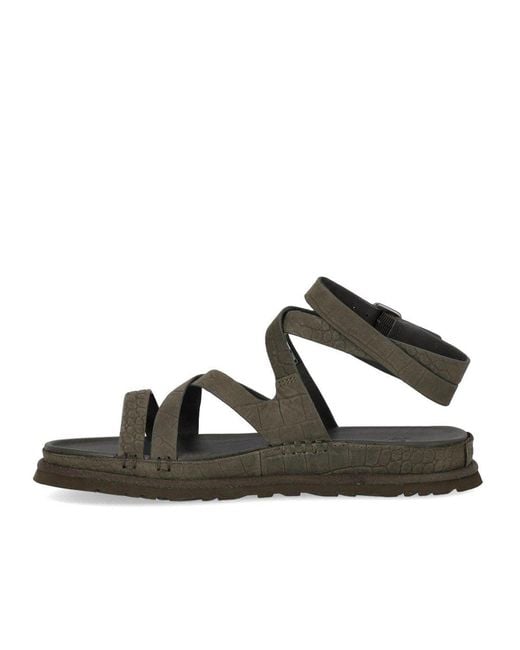 Ugg Black Goldengaze Embossed Ankle Wrap Dense Smoke Sandal