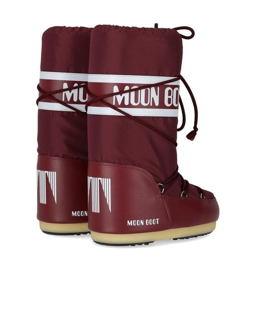 Moon Boot Red Icon Nylon Burgundy Snow Boot