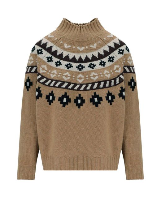 Weekend by Maxmara Gray Hardy Camel Turtleneck Sweater