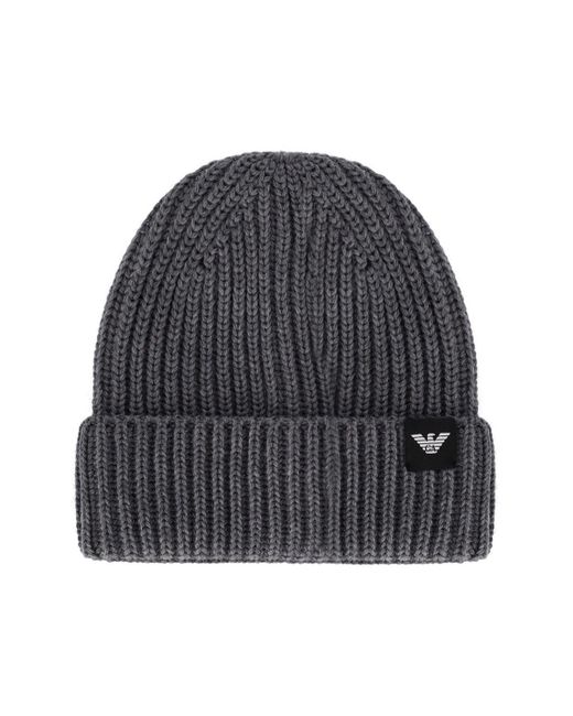 Emporio Armani Dunkele gerippte mütze in Gray für Herren