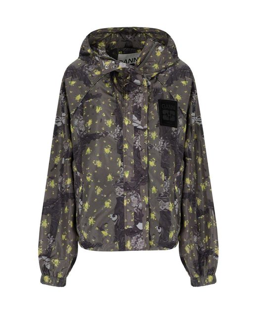 Ganni Black Nylon Washed-Effect Jacket