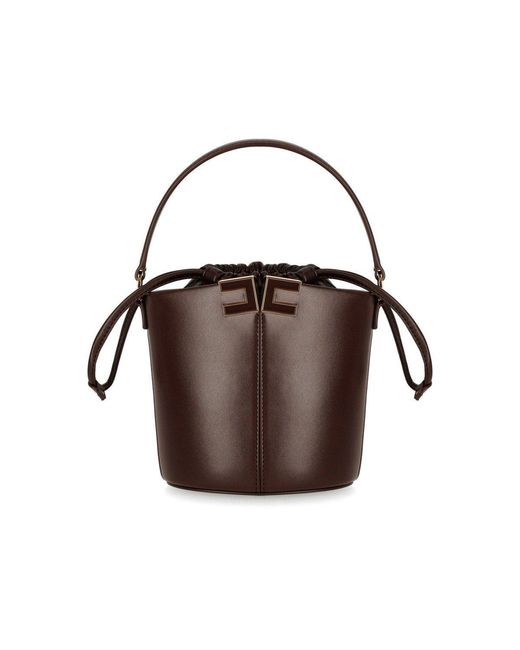 Elisabetta Franchi Brown Bucket Bag