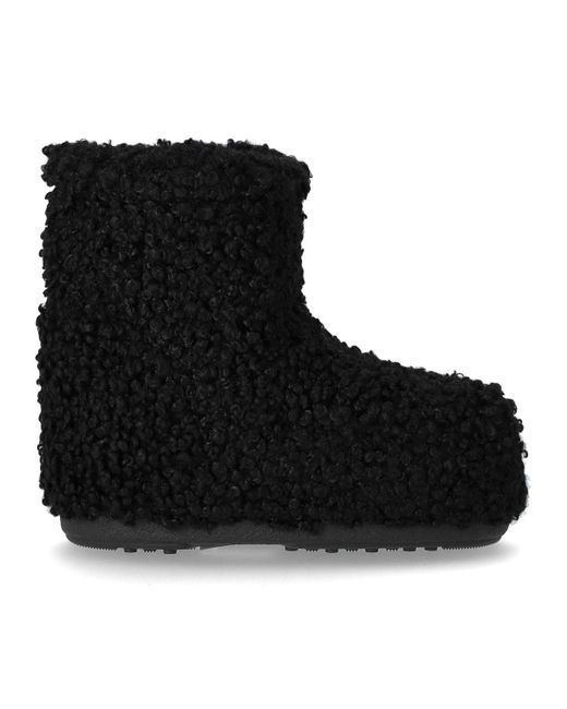 Moon Boot Black Icon low faux curly er schneestiefel
