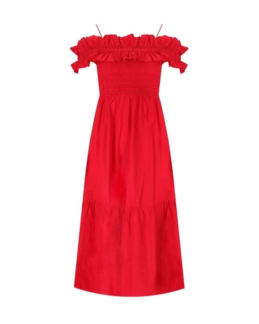Ganni Red Smock Dress