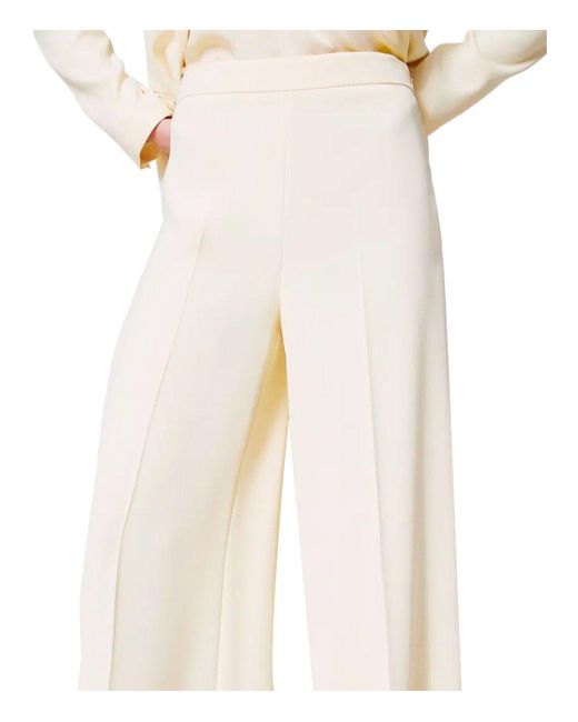 Twinset White Madreperla Wide Leg Trousers