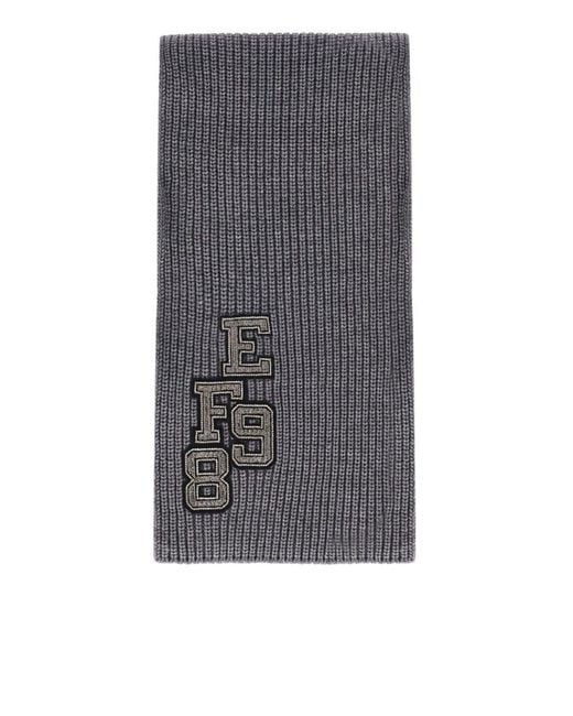 Elisabetta Franchi Gray Steel Melange Ribbed Scarf