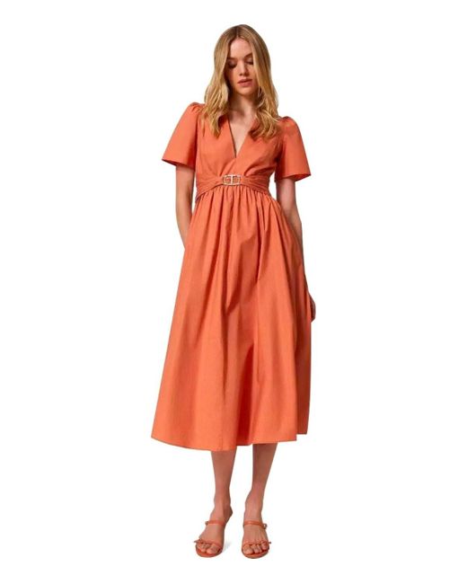 Twin Set Orange Midi Dress