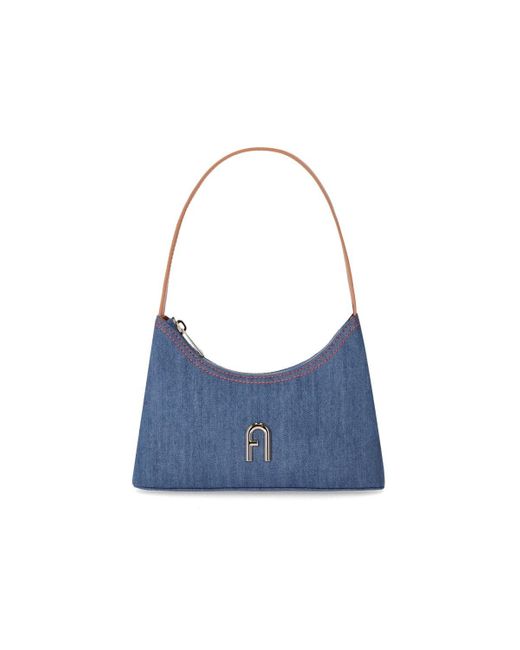 Furla Blue Diamante Mini Denim Shoulder Bag