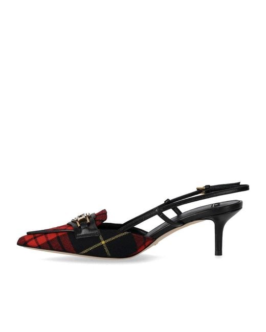 Elisabetta Franchi Black And Tartan Slingback Pump