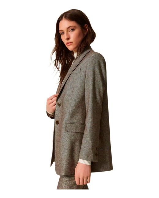 Twinset Green Single-Breasted Blazer