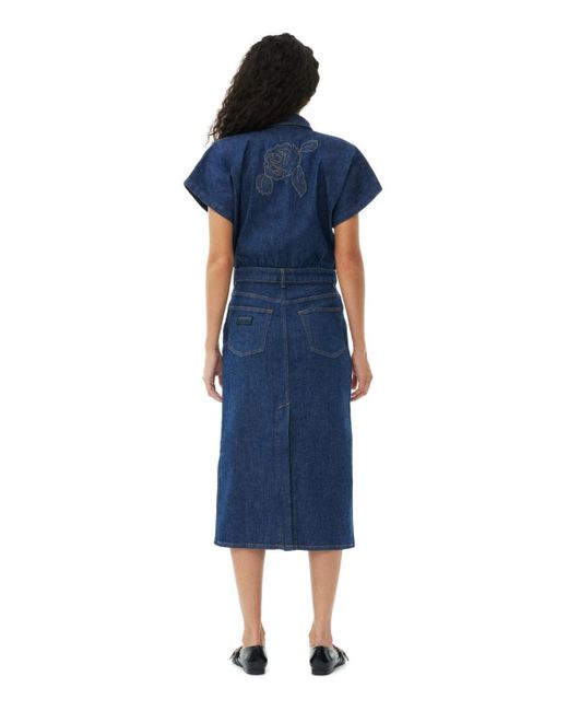 Abito midi in denim rose di Ganni in Blue