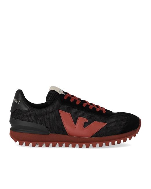 Emporio Armani Black Brick Red Sneaker for men