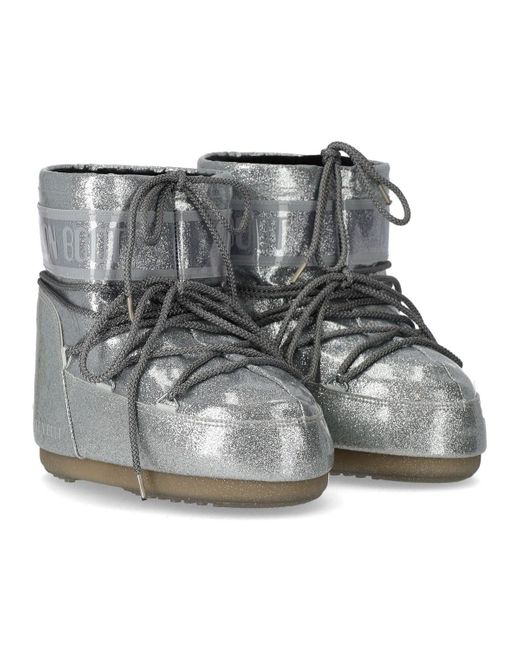 Moon Boot Gray Icon Low Glitter Snow Boot