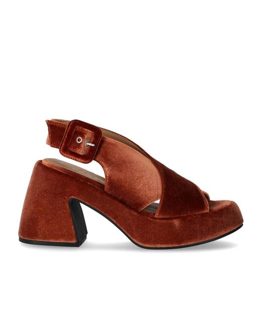 Sandale à talón rouge brique Ganni en coloris Brown