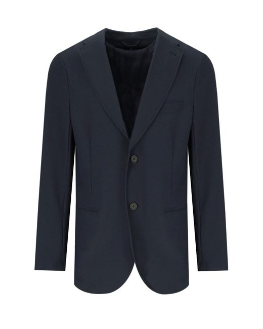 Emporio Armani Marine Geribde Jas Met Capuchon in het Blue voor heren