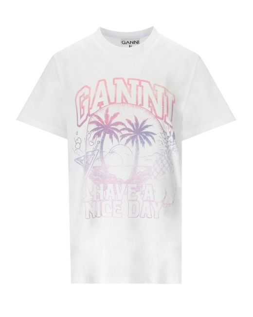 Ganni White Cocktail T-Shirt